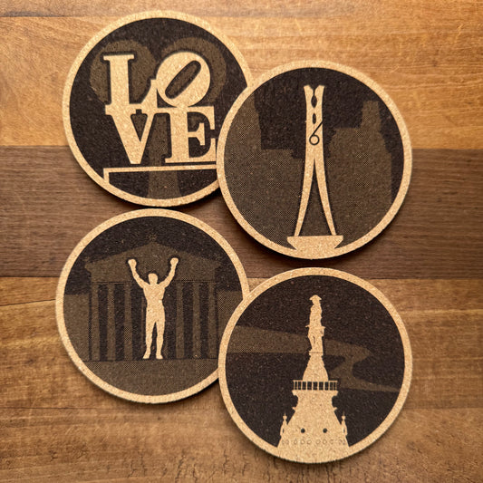 Philadelphia Sculptures Cork Coasters