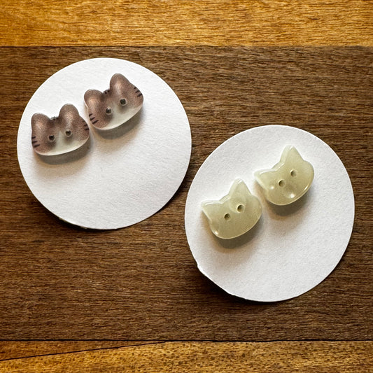 Cat Button Earrings