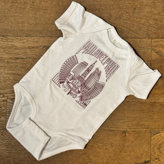 Philadelphia Skyline Baby Onesie