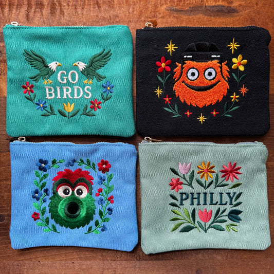 Philly Embroidered Pouches