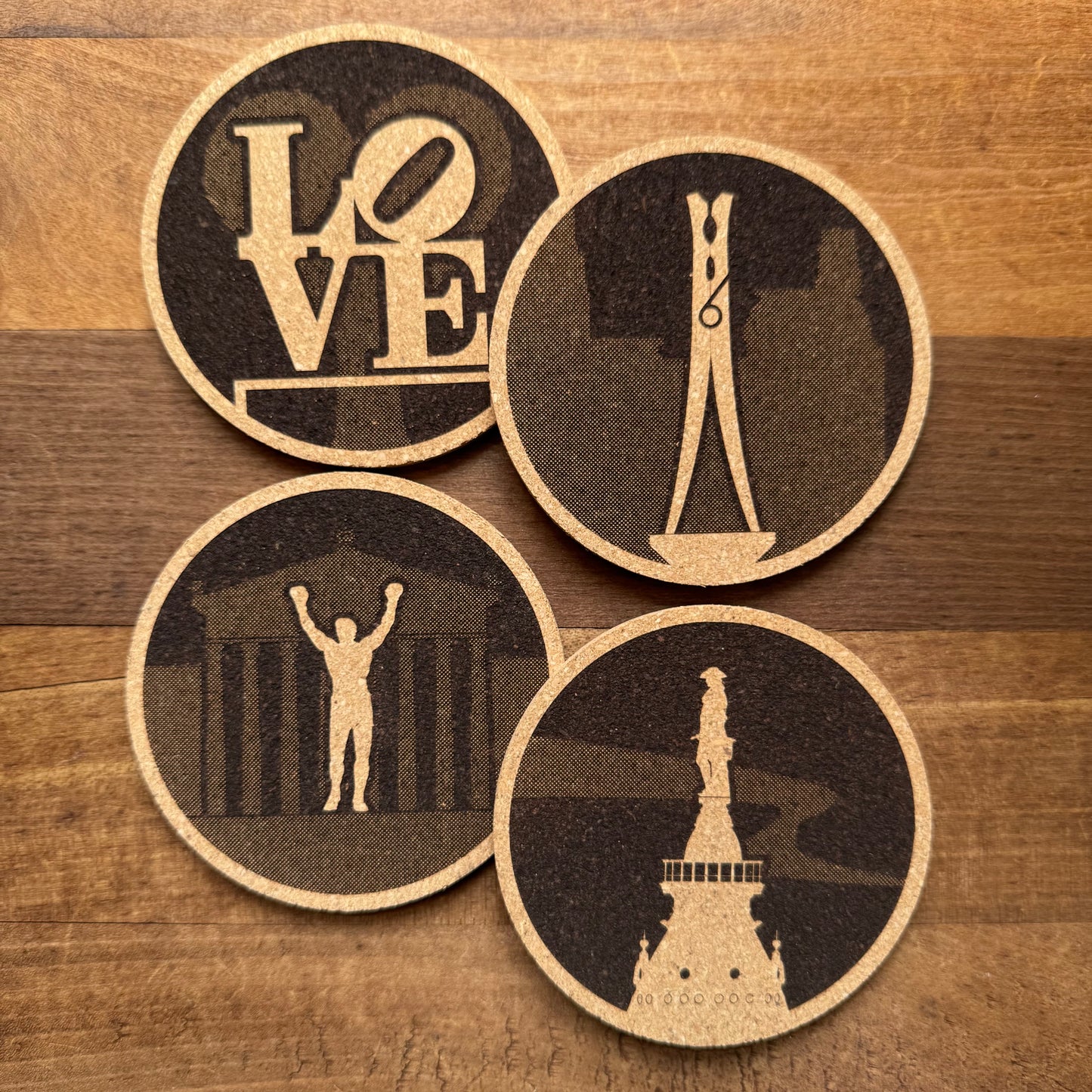 Philadelphia Sculptures Cork Coasters