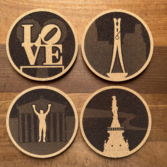 Philadelphia Sculptures Cork Coasters