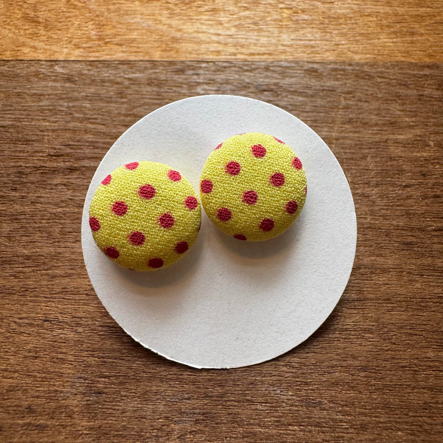 Polka Dot Fabric Button Earrings