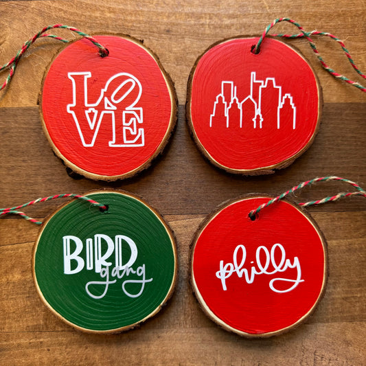 Philadelphia Wood Ornaments